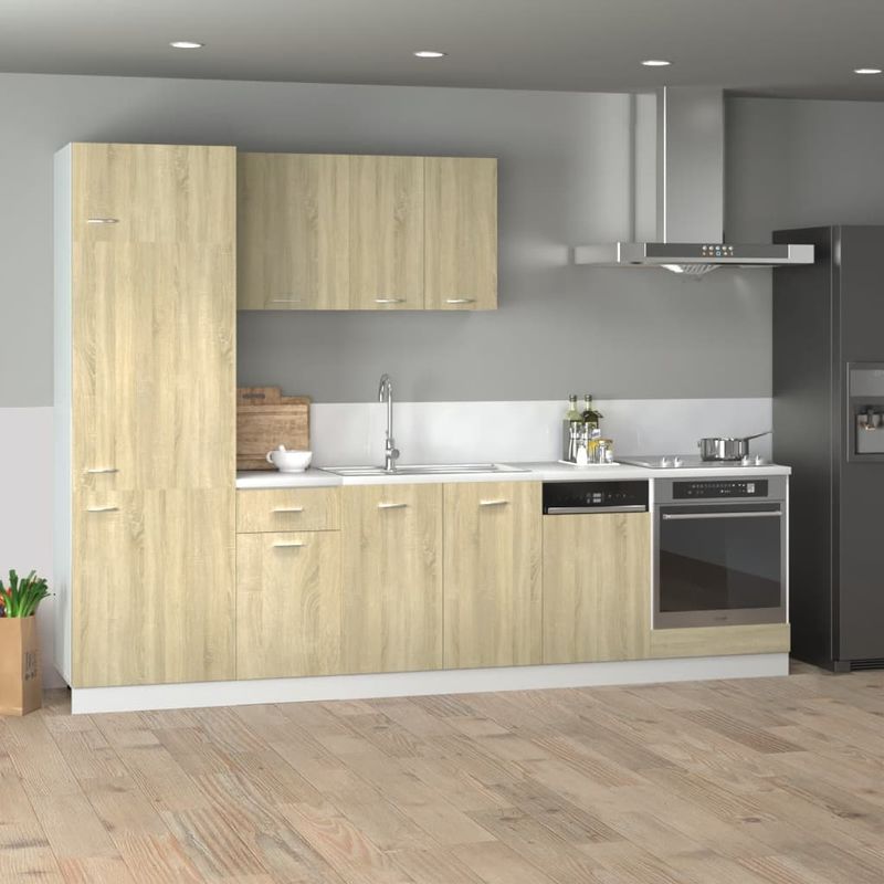 Casa si Gradina - Mobilier - Comode si corpuri - Corpuri bucatarie - Set dulapuri de bucatarie 7 piese stejar sonoma, lemn prelucrat - Infinity.ro