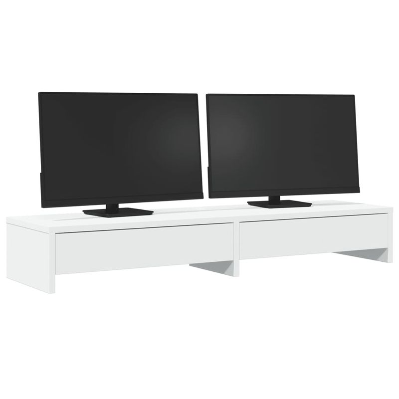 PC, gaming si accesorii - Desktop PC & monitoare - Accesorii monitoare - Suport monitor cu sertare, alb, 100x27x15 cm, lemn prelucrat - Infinity.ro