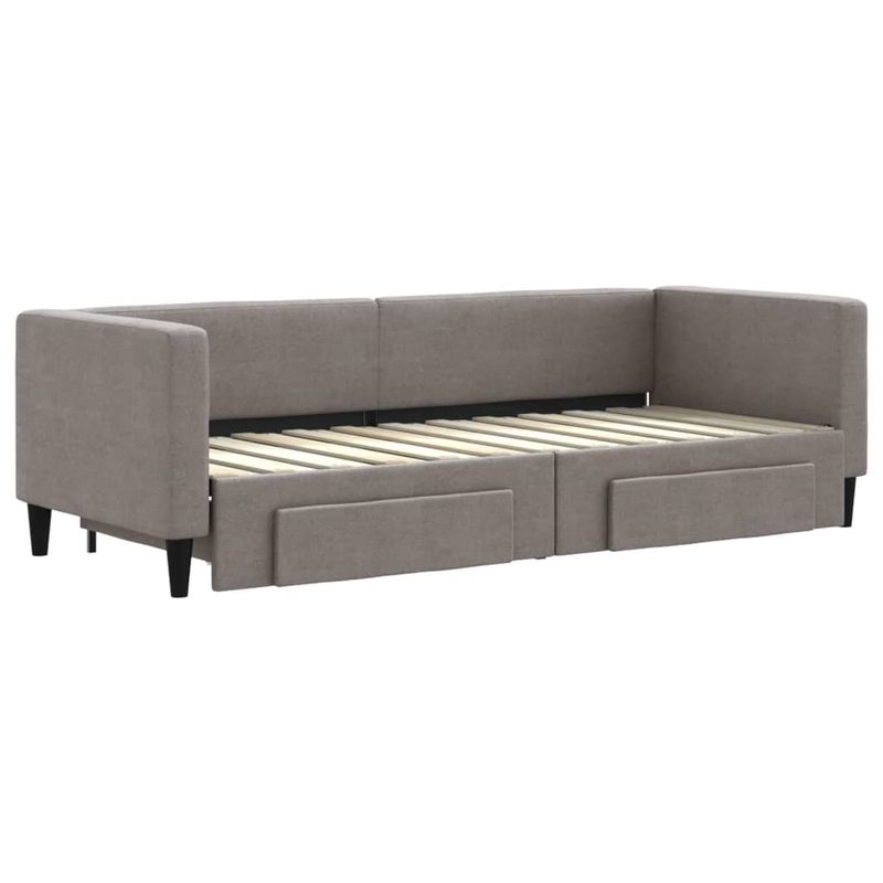 Casa si Gradina - Mobilier - Paturi si accesorii - Paturi - Pat de zi cu extensie si sertare, gri taupe, 80x200 cm, textil - Infinity.ro