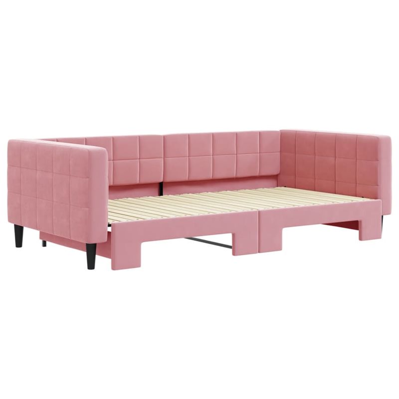 Casa si Gradina - Mobilier - Paturi si accesorii - Paturi - Pat de zi cu extensie, roz, 100x200 cm, catifea - Infinity.ro