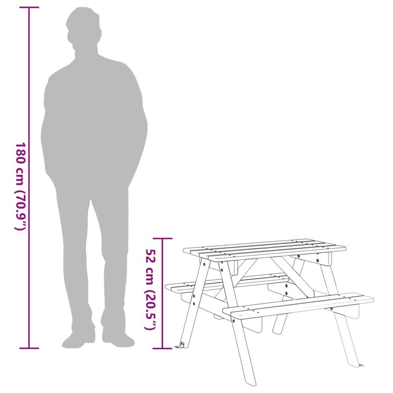Casa si Gradina - Gradina si terasa - Mobilier exterior - Mese gradina - Masa picnic pentru 4 copii, orificiu umbrela, lemn masiv brad - Infinity.ro
