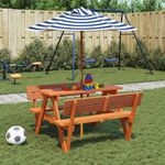 Casa si Gradina - Gradina si terasa - Mobilier exterior - Mese gradina - Masa de picnic pentru 4 copii, cu umbrela, lemn masiv brad - Infinity.ro