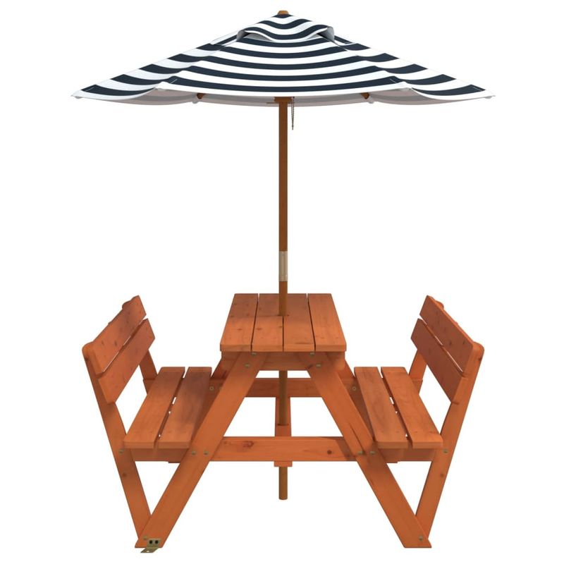 Casa si Gradina - Gradina si terasa - Mobilier exterior - Mese gradina - Masa de picnic pentru 4 copii, cu umbrela, lemn masiv brad - Infinity.ro