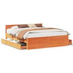 Casa si Gradina - Mobilier - Paturi si accesorii - Paturi - Cadru pat fara saltea/cu tablie maro 180x200 cm lemn masiv pin - Infinity.ro