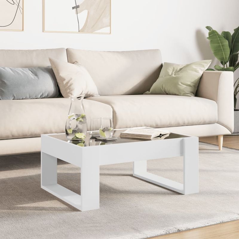 Casa si Gradina - Mobilier - Mese si birouri - Masute de cafea - Masuta de cafea cu LED infinity, alb, 70x53x30 cm - Infinity.ro