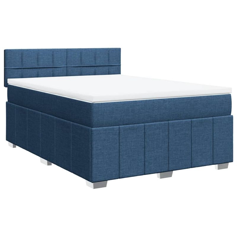 Casa si Gradina - Mobilier - Paturi si accesorii - Paturi - Pat box spring cu saltea, albastru, 140x200 cm, textil - Infinity.ro