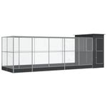 Petshop - Accesorii petshop - Culcusuri si custi - Tarcuri si colivii - Voliera de pasari cu extensie, argintiu, 623x203x216 cm, otel - Infinity.ro