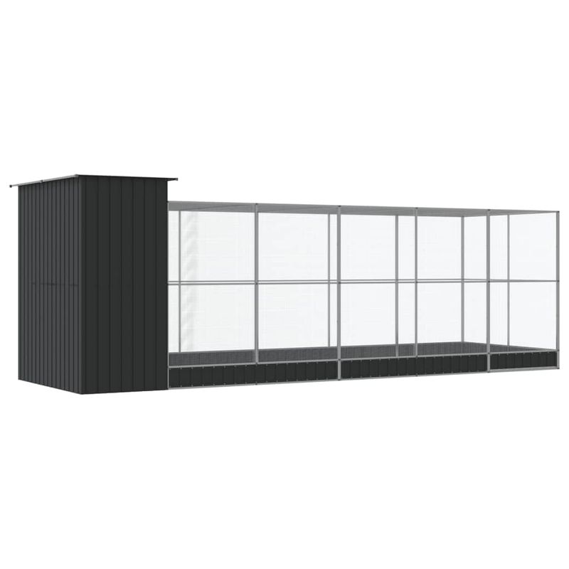 Petshop - Accesorii petshop - Culcusuri si custi - Tarcuri si colivii - Voliera de pasari cu extensie, argintiu, 623x203x216 cm, otel - Infinity.ro