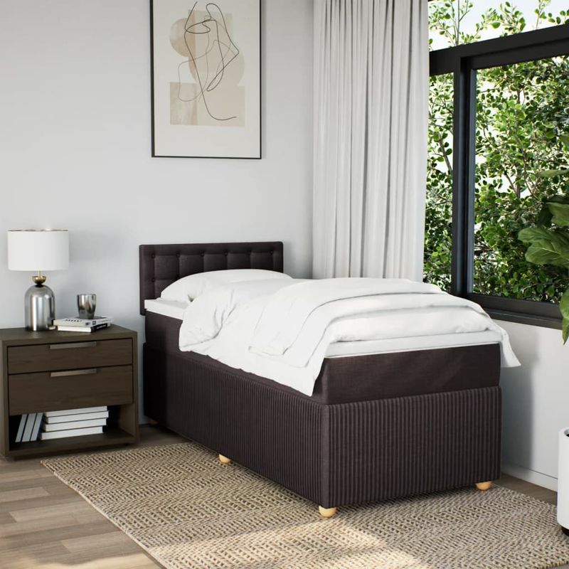 Casa si Gradina - Mobilier - Paturi si accesorii - Paturi - Pat box spring cu saltea, maro inchis, 100x200 cm, textil - Infinity.ro