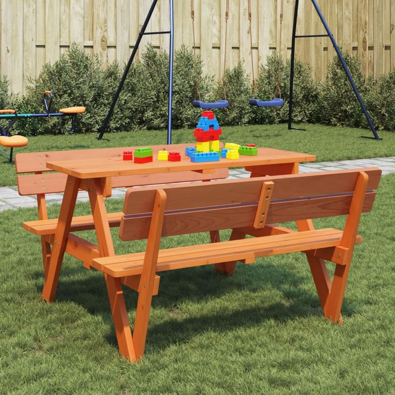 Casa si Gradina - Gradina si terasa - Mobilier exterior - Mese gradina - Masa picnic pentru 4 copii, orificiu umbrela, lemn masiv brad - Infinity.ro