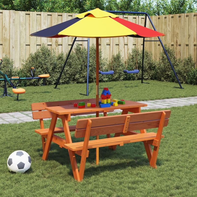 Casa si Gradina - Gradina si terasa - Mobilier exterior - Mese gradina - Masa picnic pentru 4 copii, orificiu umbrela, lemn masiv brad - Infinity.ro