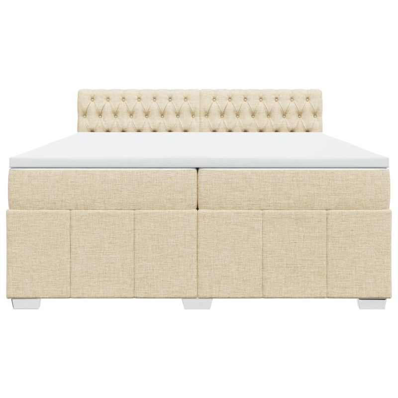 Casa si Gradina - Mobilier - Paturi si accesorii - Paturi - Pat box spring cu saltea, crem, 200x200 cm, textil - Infinity.ro