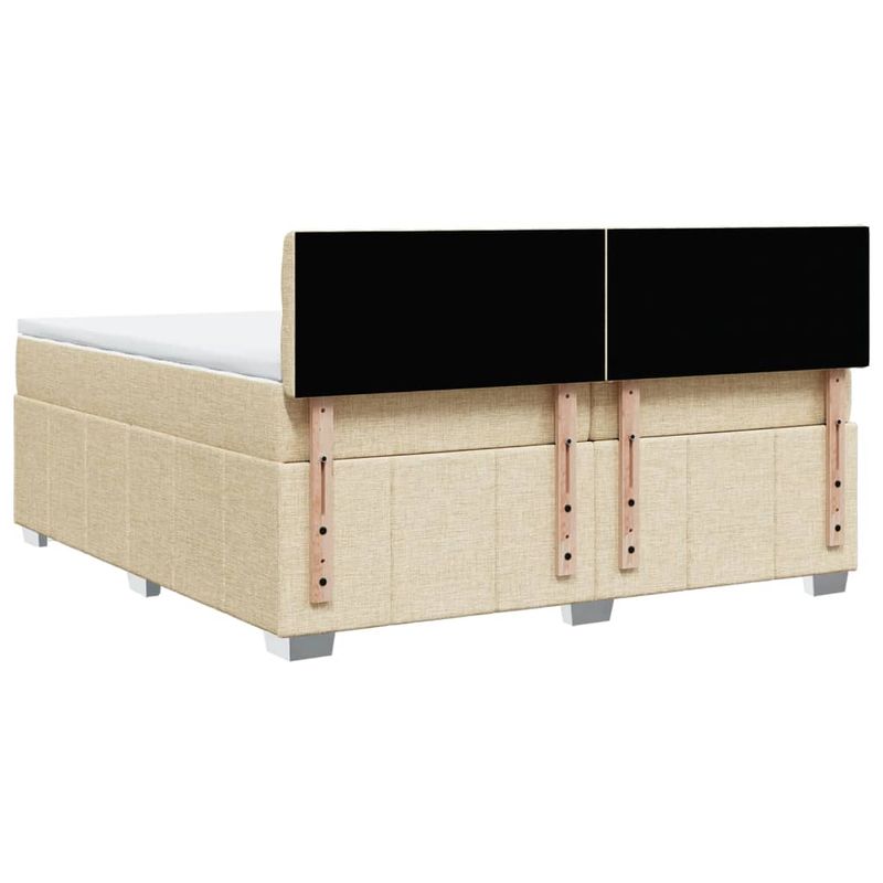 Casa si Gradina - Mobilier - Paturi si accesorii - Paturi - Pat box spring cu saltea, crem, 200x200 cm, textil - Infinity.ro