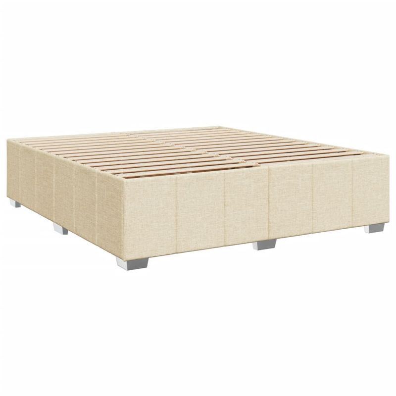 Casa si Gradina - Mobilier - Paturi si accesorii - Paturi - Pat box spring cu saltea, crem, 200x200 cm, textil - Infinity.ro
