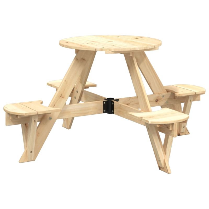 Casa si Gradina - Gradina si terasa - Mobilier exterior - Mese gradina - Masa picnic pentru 4 copii cu umbrela, rotunda, lemn masiv brad, maro și albastru - Infinity.ro