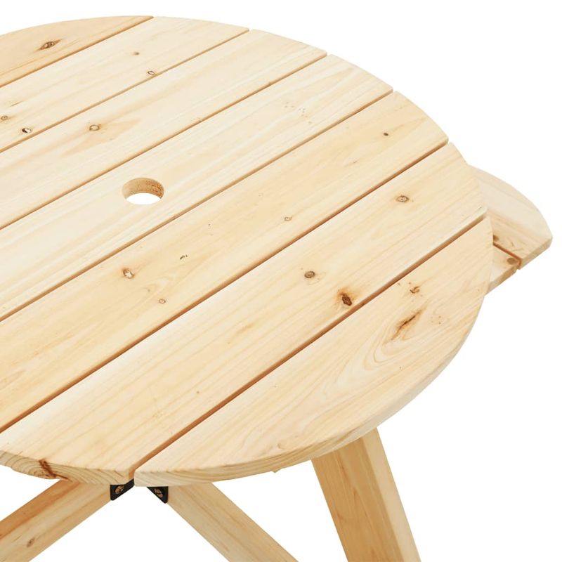 Casa si Gradina - Gradina si terasa - Mobilier exterior - Mese gradina - Masa picnic pentru 4 copii cu umbrela, rotunda, lemn masiv brad, maro și albastru - Infinity.ro