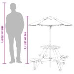 Casa si Gradina - Gradina si terasa - Mobilier exterior - Mese gradina - Masa picnic pentru 4 copii cu umbrela, rotunda, lemn masiv brad, maro și albastru - Infinity.ro