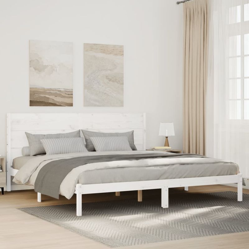 Casa si Gradina - Mobilier - Paturi si accesorii - Paturi - Cadru pat foarte lung fara saltea, alb, 140x220 cm lemn masiv - Infinity.ro