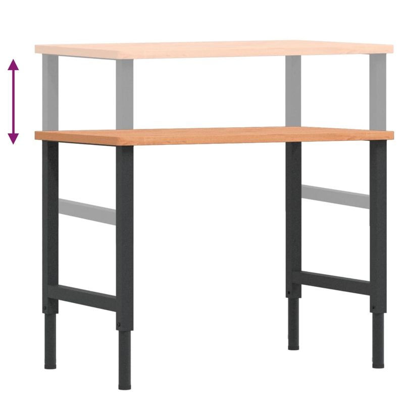 Casa si Gradina - Constructii - Scule de mana si unelte - Mese si bancuri de lucru - Banc lucru 100x60x(71,5-98) cm lemn masiv fag, dreptunghiular, maro închis și negru - Infinity.ro