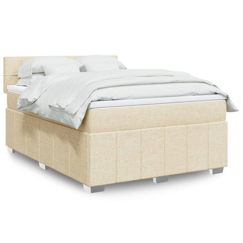 Casa si Gradina - Mobilier - Paturi si accesorii - Paturi - Pat box spring cu saltea, crem, 140x200 cm, textil - Infinity.ro