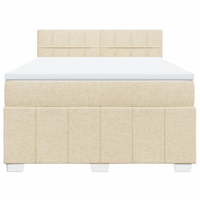 Casa si Gradina - Mobilier - Paturi si accesorii - Paturi - Pat box spring cu saltea, crem, 140x200 cm, textil - Infinity.ro