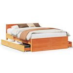 Casa si Gradina - Mobilier - Paturi si accesorii - Paturi - Cadru pat fara saltea/cu tablie maro 150x200 cm lemn masiv pin - Infinity.ro
