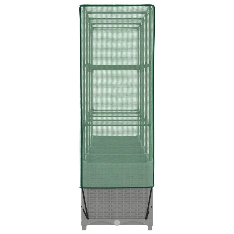 Casa si Gradina - Gradinarit si plante - Plante si ghivece - Ghivece si suporturi - Strat inaltat cu husa de sera, aspect ratan, 160x40x138 cm, gri deschis - Infinity.ro