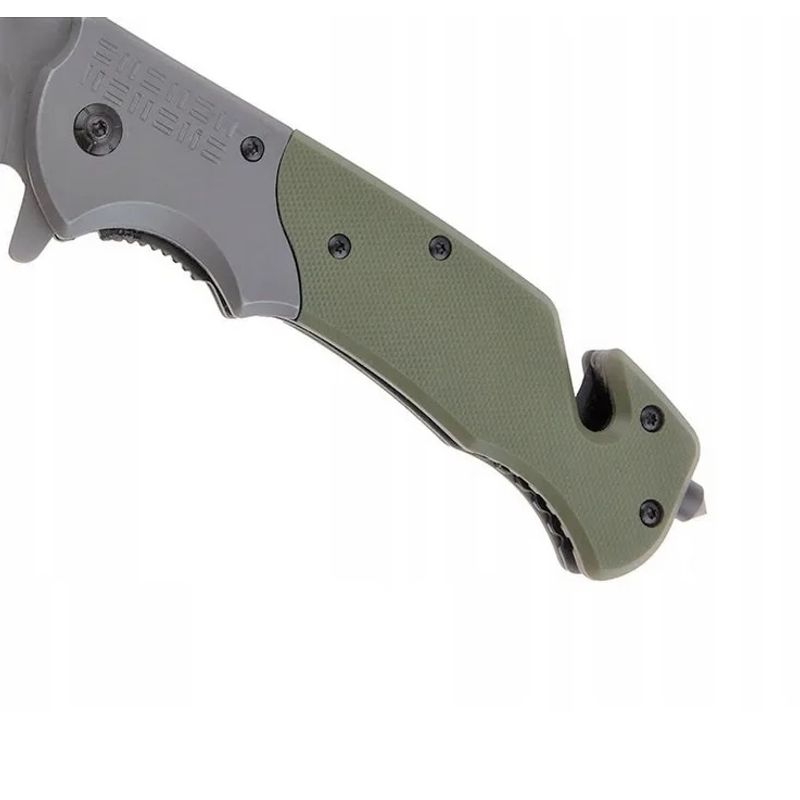 Sport si Outdoor - Camping - Cutite, bricege si accesorii - Cutite si bricege - Cutit briceag de supravietuire Foxter, 23 cm, cu dispozitiv taiat centuri si spart geamuri, otel inoxidabil - Infinity.ro