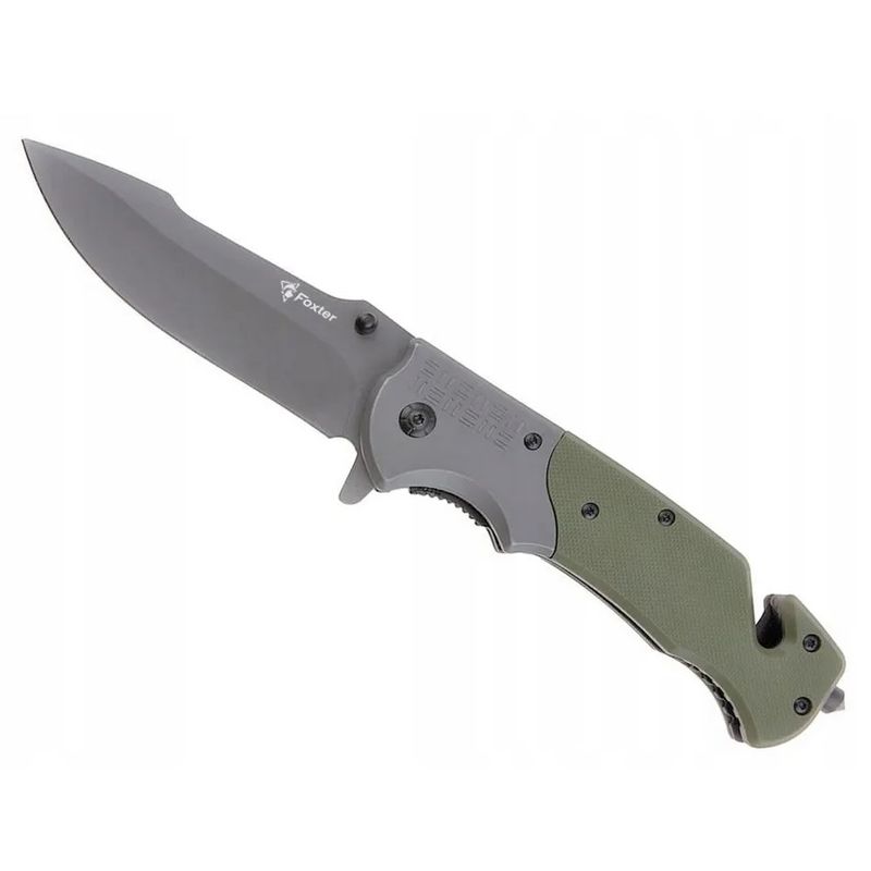 Sport si Outdoor - Camping - Cutite, bricege si accesorii - Cutite si bricege - Cutit briceag de supravietuire Foxter, 23 cm, cu dispozitiv taiat centuri si spart geamuri, otel inoxidabil - Infinity.ro