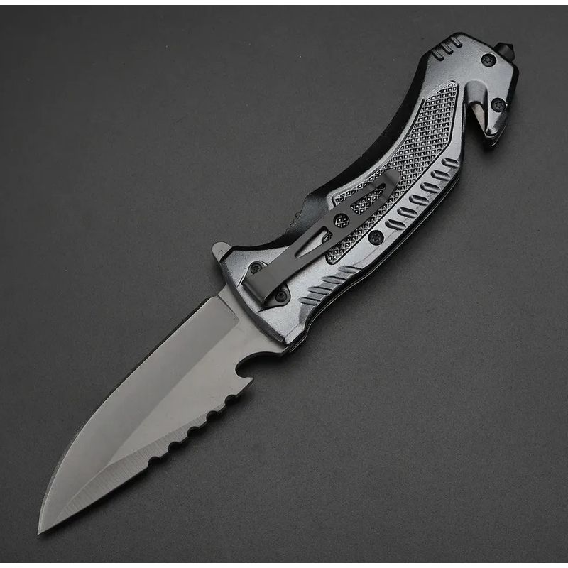 Sport si Outdoor - Camping - Cutite, bricege si accesorii - Cutite si bricege - Cutit pliabil Foxter, tip briceag, 23 cm, otel inoxidabil, cu dispozitiv taiat centuri si spart geamuri - Infinity.ro