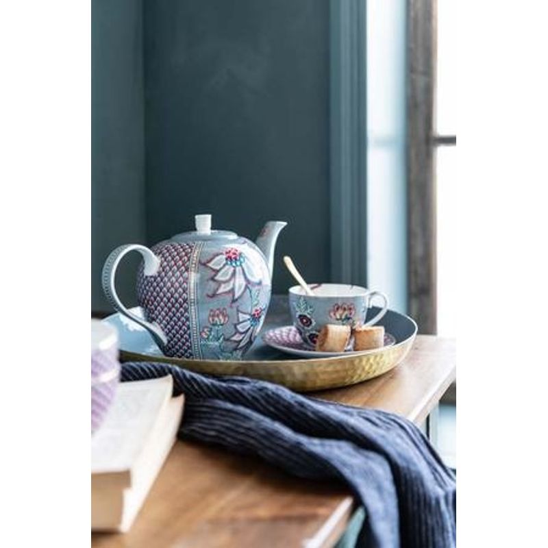 Casa si Gradina - Bucatarie si vesela - Vase pentru gatit - Ceainice si infuzoare - Ceainic din portelan, Pip Studio, Light Blue, 1.6l, colectia Flower Festival - Infinity.ro