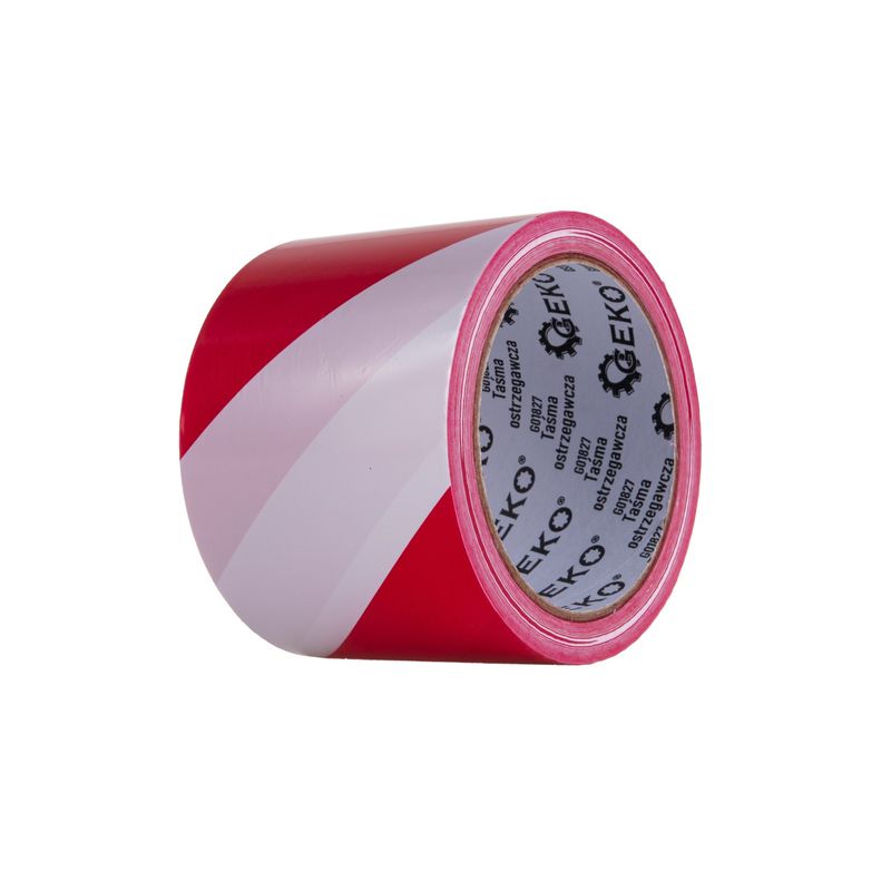 Carti si Birotica - Birotica - Accesorii de birou - Benzi adezive - Banda de avertizare, rosu / alb, 100 m x 75 mm, Geko G01827 - Infinity.ro