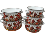 Casa si Gradina - Bucatarie si vesela - Vase pentru gatit - Oale si cratite - Set 5 oale emailate, Longfei Group, 1.8l/3.3l/4l/5.3l/6.4l, Rosu - Infinity.ro