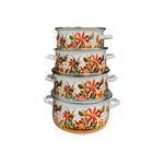 Casa si Gradina - Bucatarie si vesela - Vase pentru gatit - Oale si cratite - Set 5 oale emailate, Longfei Group, 1.8l/3.3l/4l/5.3l/6.4l, Rosu - Infinity.ro