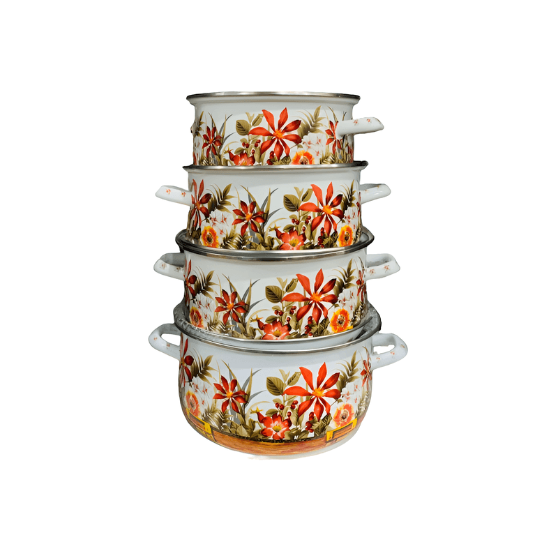 Casa si Gradina - Bucatarie si vesela - Vase pentru gatit - Oale si cratite - Set 5 oale emailate, Longfei Group, 1.8l/3.3l/4l/5.3l/6.4l, Rosu - Infinity.ro