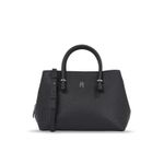 Fashion, accesorii si bijuterii - Femei - Accesorii femei - Genti si rucsacuri femei - Geanta dama Tommy Hilfiger Emblem Satchel AW0AW15224 Negru 36 x 22 x 19 cm - Infinity.ro