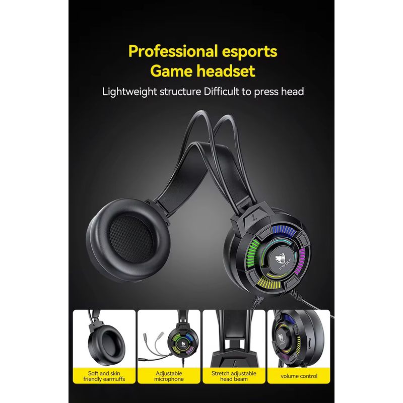 TV, Audio-Video si Foto - Portabile audio - Casti audio - Casti audio gaming cu microfon ajustabil omnidirectional, sunet 7.1, compatibil PC, Laptop, iluminare LED, control volum - Infinity.ro