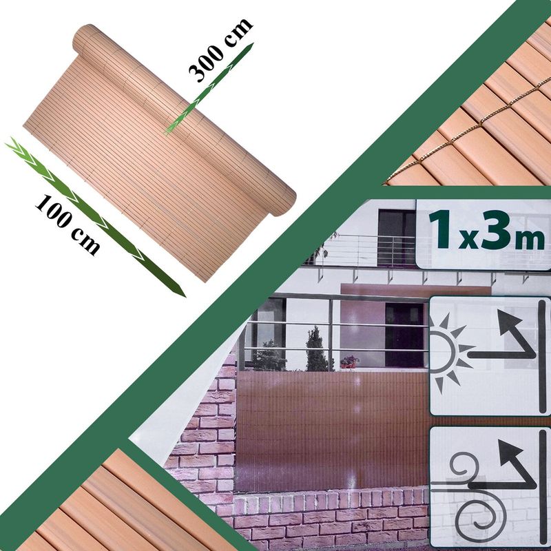 Casa si Gradina - Decoratiuni - Pereti despartitori si paravane - Paravan pentru balcon, terasa, gard PVC, stil bambus, 1300 g/m2, UV, 3x1 m - Infinity.ro