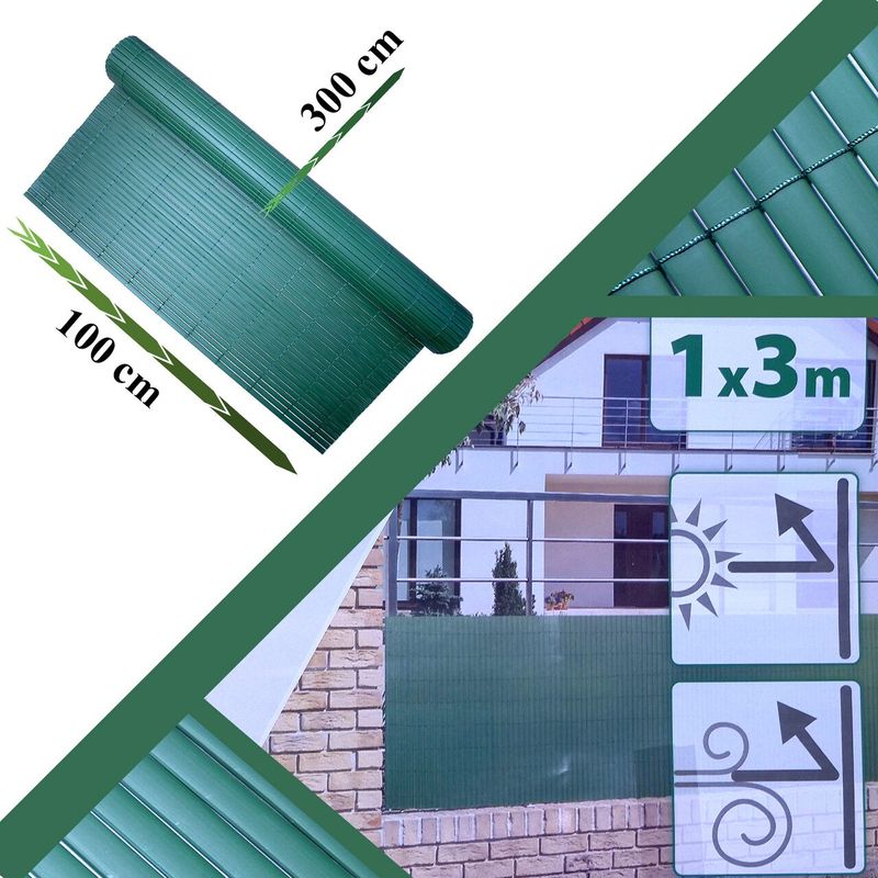 Casa si Gradina - Decoratiuni - Pereti despartitori si paravane - Paravan pentru balcon, terasa, gard PVC, verde, 1300 g/m2, UV, 3x1 m - Infinity.ro