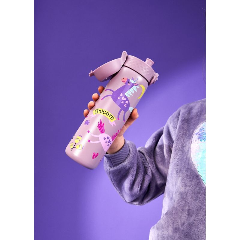 Casa si Gradina - Bucatarie si vesela - Cani si pahare - Sticle - Sticla apa pentru copii Slim, inox, 600ml, Unicorns - Ion8 - Infinity.ro