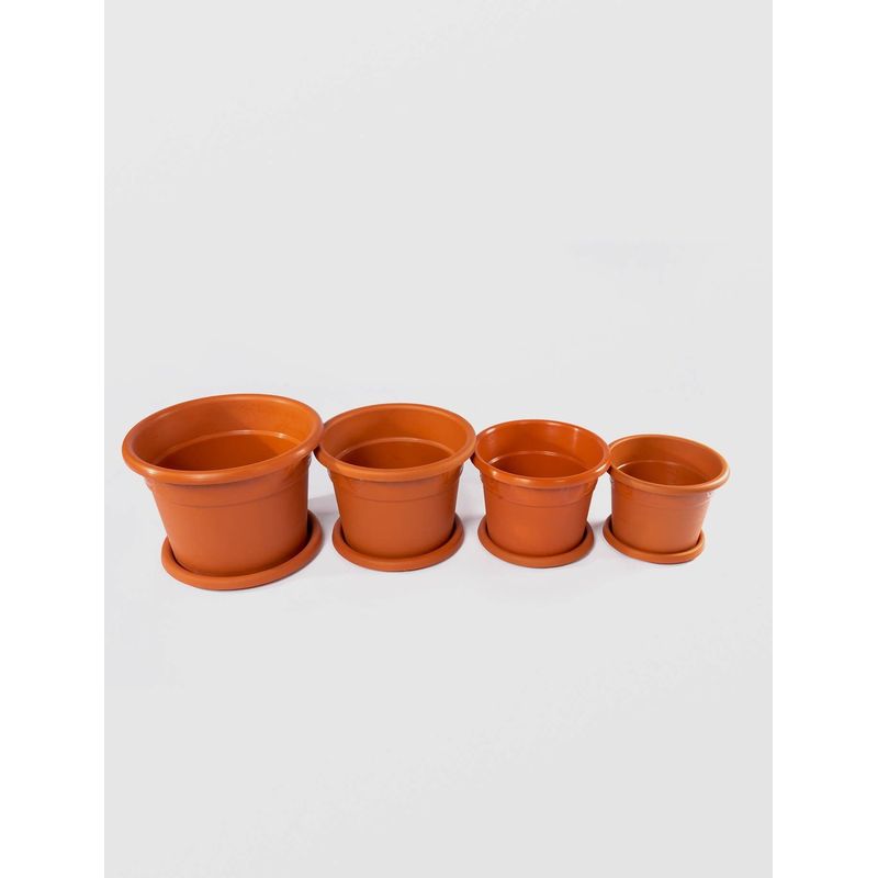 Casa si Gradina - Gradinarit si plante - Plante si ghivece - Ghivece si suporturi - Ghiveci Model cu Tava, STERK, 20x16 cm, Plastic Maro - Infinity.ro
