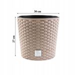 Casa si Gradina - Gradinarit si plante - Plante si ghivece - Ghivece si suporturi - Ghiveci decorativ de flori, Prosperplast, Rato, imitatie ratan, rotund, cafeniu, 30x27 cm - Infinity.ro