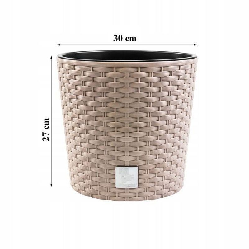 Casa si Gradina - Gradinarit si plante - Plante si ghivece - Ghivece si suporturi - Ghiveci decorativ de flori, Prosperplast, Rato, imitatie ratan, rotund, cafeniu, 30x27 cm - Infinity.ro