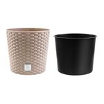 Casa si Gradina - Gradinarit si plante - Plante si ghivece - Ghivece si suporturi - Ghiveci decorativ de flori, Prosperplast, Rato, imitatie ratan, rotund, cafeniu, 30x27 cm - Infinity.ro