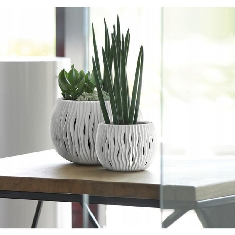 Casa si Gradina - Gradinarit si plante - Plante si ghivece - Ghivece si suporturi - Ghiveci decorativ de flori, rotund, alb, 29x19.5 cm, Sandy Bowl - Infinity.ro