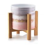 Casa si Gradina - Gradinarit si plante - Plante si ghivece - Ghivece si suporturi - Ghiveci pentru flori Luxury cu suport din lemn, 12,5, Inaltime 16.5 cm, Alb / Gri - Infinity.ro