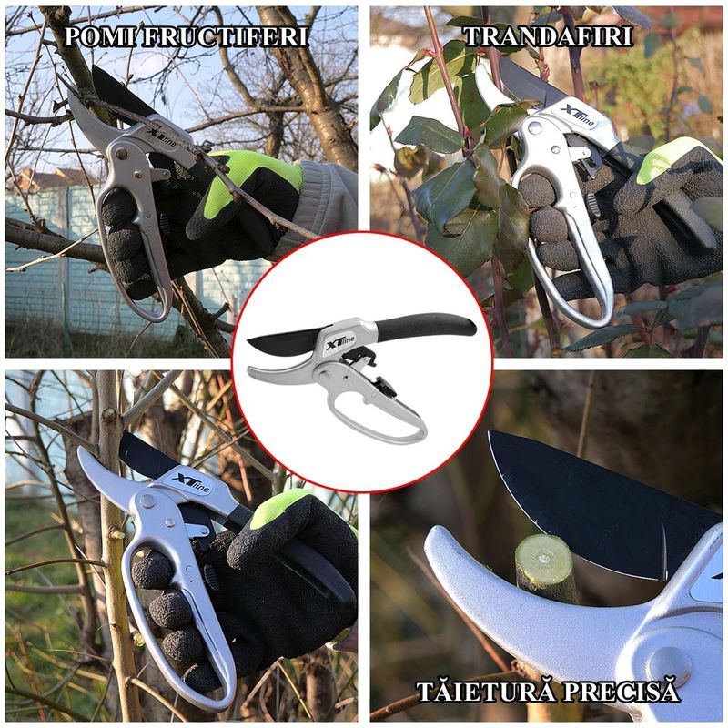 Casa si Gradina - Gradinarit si plante - Unelte gradinarit - Foarfeci gradinarit - Foarfeca gradina, tip ghilotina, cu clichet, otel japonez sk-5, vita vie, pomi, trandafiri, 20 cm + manusi - Infinity.ro