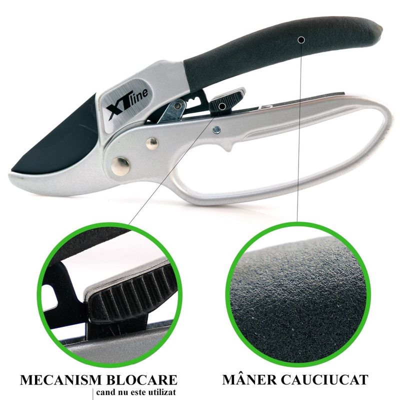 Casa si Gradina - Gradinarit si plante - Unelte gradinarit - Foarfeci gradinarit - Foarfeca gradina, tip ghilotina, cu clichet, otel japonez sk-5, vita vie, pomi, trandafiri, 20 cm + manusi - Infinity.ro