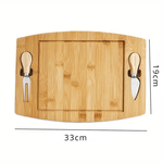 Casa si Gradina - Bucatarie si vesela - Vesela si tacamuri - Platouri de bucatarie - Set platou de branzeturi cu 2 ustensile pentru servire, Dreptunghiular, din lemn, dimensiuni 33x19x1.5 cm ABYZ™ - Infinity.ro