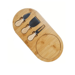 Casa si Gradina - Bucatarie si vesela - Vesela si tacamuri - Platouri de bucatarie - Set platou de branzeturi cu 3 ustensile pentru servire, Oval, din lemn, dimensiuni 36x18x1,5 cm  ABYZ™ - Infinity.ro